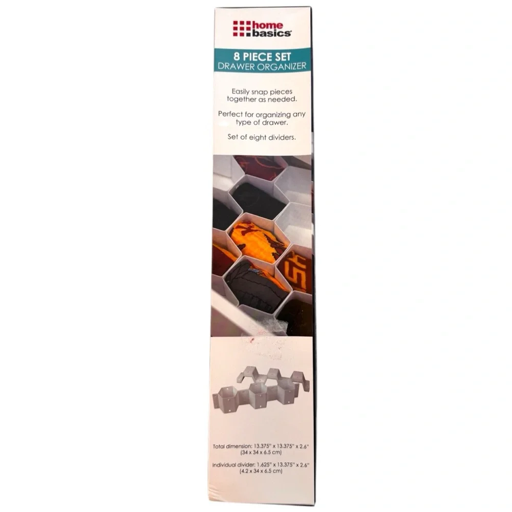 ♛4/$20♛ NWT Home Basics Honeycomb Drawer Organizer Set of 8 Dividers White